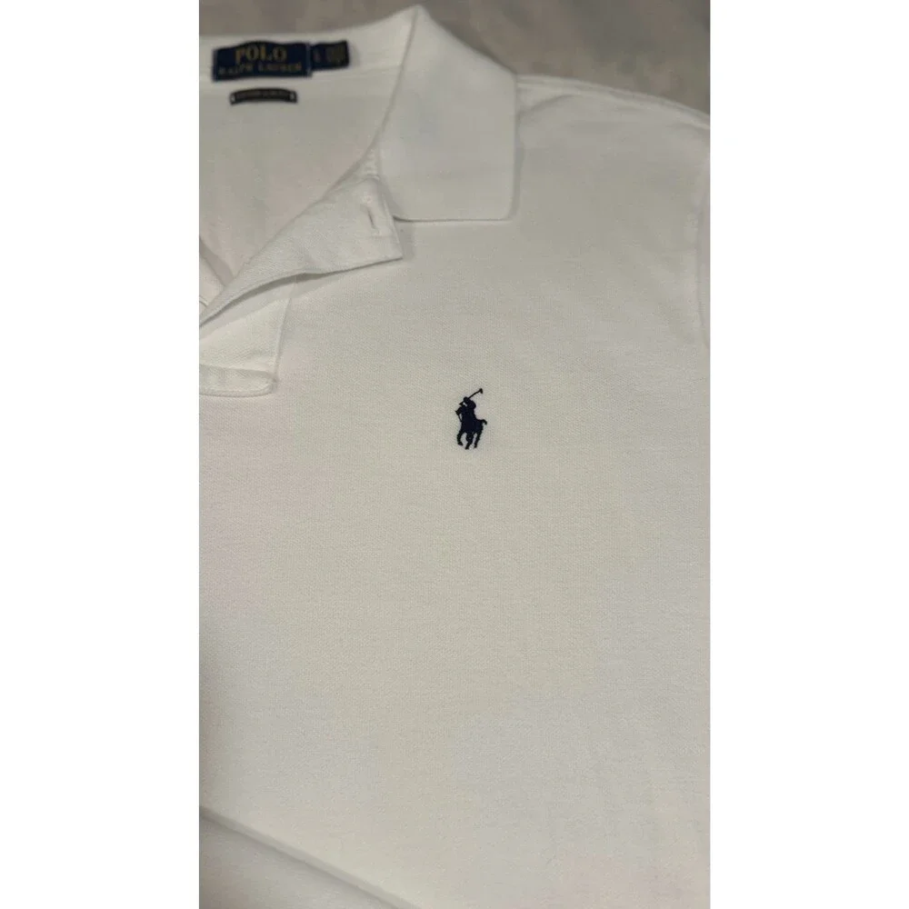 Polo Ralph Lauren Custom Fit American Flag Logo White Polo Size L Golf Casual